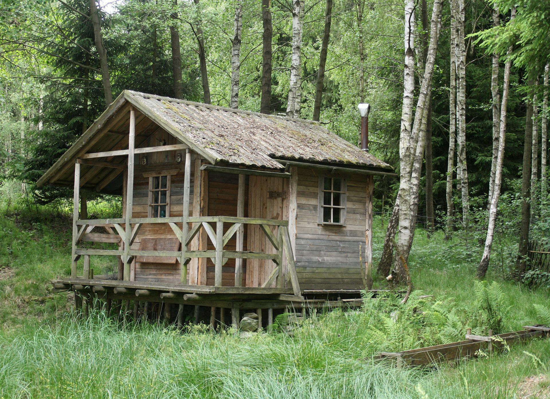 tiny cabin built on piers